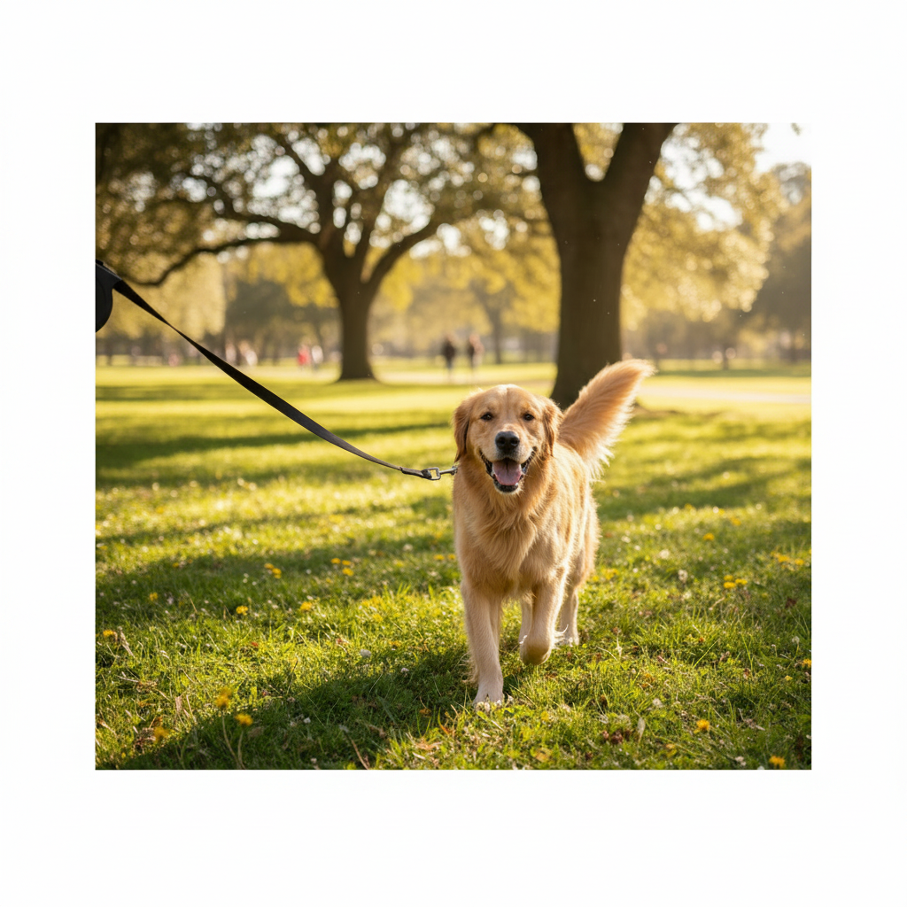 Cane al guinzaglio nel parco